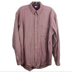 Tommy Hilfiger Button Front Maroon Check Shirt L